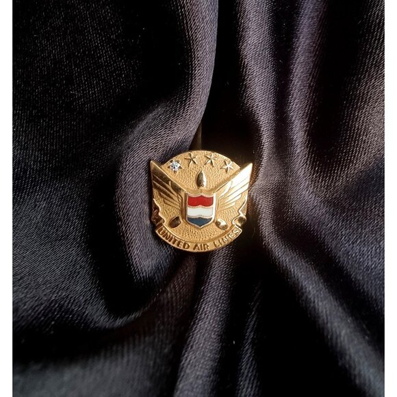 Vintage United Airlines 1/10 10K Gold  Lapel Tie Tack Pin - Picture 2 of 5